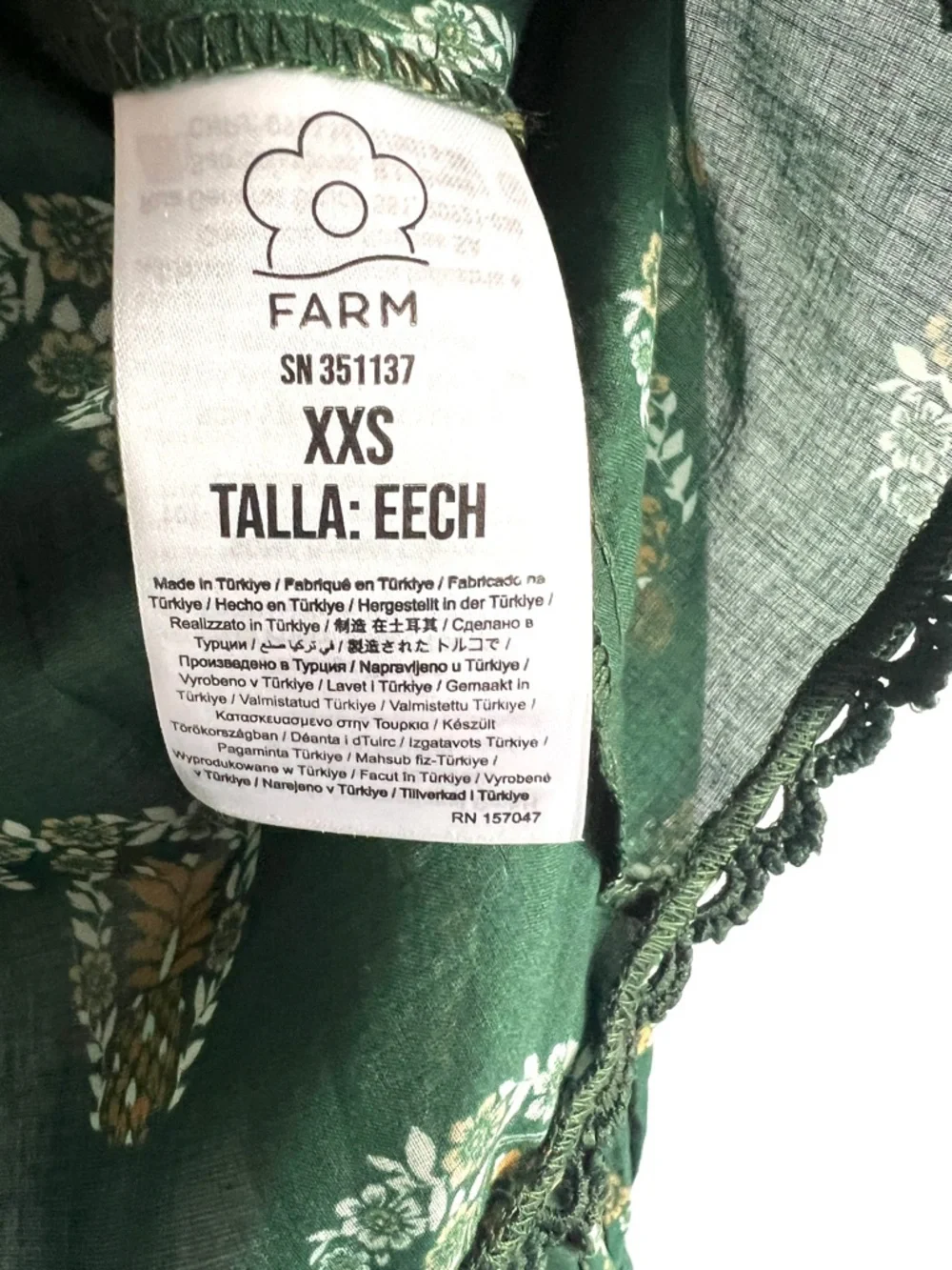 FARM Rio Tayla Green Blouse Size XXS NWT